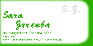 sara zaremba business card